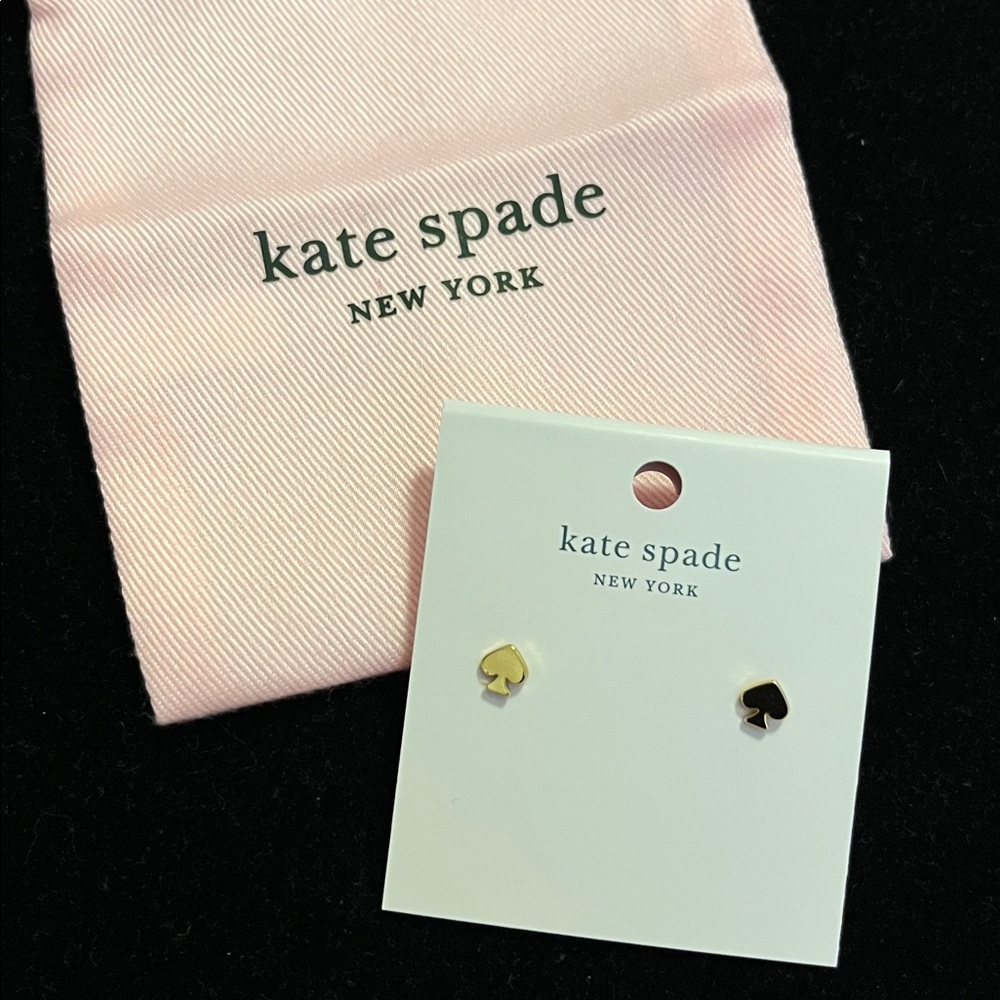 Kate Spade Mini Signature Spade Studs In Gold - Picture 3 of 6